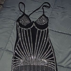 New! Sheer black and rhinestone dress